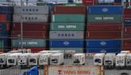 FILE PHOTO: Unloaded containers from Asia are seen at the main port terminal in Long Beach, California on May 10, 2019.  AFP / Mark RALSTON
