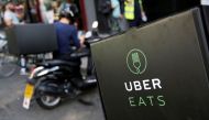 An UberEATS food delivery scooter is seen parked in London, September 7, 2016. Reuters/Neil Hall
