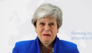 Britain's Prime Minister Theresa May grimaces during her speech on Brexit in London, Britain May 21, 2019. Kirsty Wigglesworth/Pool via REUTERS