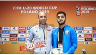 A Qatari team official and a player on the eve of the FIFA U-20 World Cup match against Nigeria  in Poland yesterday.