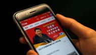 Chinese government propaganda app 'Xuexi Qiangguo' which literally translates as 'Study to make China strong' is seen on a mobile phone in this picture taken on February 18, 2019. Reuters/Tingshu Wang