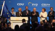 (L-R) State Premier of Bavaria and leader of the conservative Christian Social Union (CSU) party Markus Soeder, leader of Germany's conservative Christian Democratic Union (CDU) party Annegret Kramp-Karrenbauer, EPP President Joseph Daul, Manfred Weber, t
