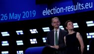 Greens/EFA co-president Philippe Lamberts and co-president Ska Keller attend the election night for European elections at the European Parliament, in Brussels, Belgium, May 26, 2019. REUTERS/Yves Herman