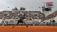 Argentina's Juan Martin del Potro in action during his first round match against Chile's Nicolas Jarry. REUTERS/Vincent Kessler