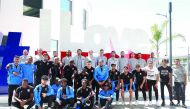 Qatar U23 team members and officials pose for a photograph yesterday, upon their arrival in France ahead of the 47th Toulon Tournament which will be held in the region of Provence from June 1 to 15.