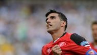 (FILES) In this file photo taken on May 23, 2015 Sevilla's then forward Jose Antonio Reyes celebrates a goal during the Spanish league football match Malaga CF vs Sevilla FC at La Rosaleda stadium in Malaga.  AFP / Cristina Quicler