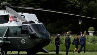 US President Donald Trump and First Lady Melania Trump arrive to the Winfield House during their state visit to Britain, Britain, June 3, 2019. REUTERS/Carlos Barria