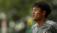 Japan Takefusa Kubo takes part in a training session in Sao Paulo, Brazil on June 13, 2019, on the eve of the start of the Copa America football tournament. / AFP / Miguel SCHINCARIOL