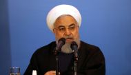 FILE PHOTO: Iranian President Hassan Rouhani speaks during a meeting with tribal leaders in Kerbala, Iraq, March 12, 2019. REUTERS/Abdullah Dhiaa Al-Deen/File Photo