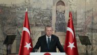 President of Turkey, Recep Tayyip Erdogan speaks during a gathering with foreign press members in Istanbul, Turkey on June 20, 2019.