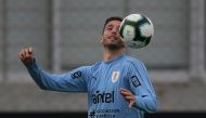 Uruguay's player Rodrigo Bentancur takes part in a training session in Porto Alegre, Brazil, on June 19, 2019, on the eve of their Copa America football match against Japan. / AFP / CARL DE SOUZA