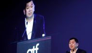 Indonesian billionaire Hary Tanoesoedibjo speaks on 