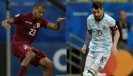 (COMBO) Venezuela's Salomon Rondon (L) and Argentina's Lionel Messi. AFP / Juan MABROMATA AND Raul ARBOLEDA
