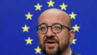 Belgium's Prime Minister Charles Michel speaks during a press conference after the EU leaders struck a deal on the bloc's top jobs during the third day of a EU summit, in Brussels on July 2, 2019. AFP/ Belga/Thierry Roge 