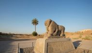 In this file photo taken on June 29, 2019, the Babel's Lion at the ancient archaeological site of Babylon, south of the Iraqi capital Baghdad. AFP / Hussein Faleh 