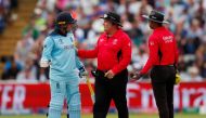 England's Jason Roy speaks with umpire Handunnettige Dharmasena and Marais Erasmus Action Images via Reuters/Andrew Boyers
 