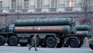 FILE PHOTO: A Russian serviceman walks past S-400 missile air defence systems before a parade marking the anniversary of the victory over Nazi Germany in World War Two, in central Moscow, Russia April 29, 2019. REUTERS/Tatyana Makeyeva

