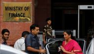 India's Finance Minister Nirmala Sitharaman arrives at her office before leaving for parliament to present the federal budget in New Delhi, India, July 5, 2019. (REUTERS/Anushree Fadnavis)
