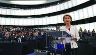 Former German Defence Minister and newly-appointed EU commission Ursula von der Leyen delivers a speech during her statement for her candidacy for President of the Commission at the European Parliament on July 16, 2019 in Strasbourg, eastern France. AFP /