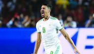  Algeria's Baghdad Bounedjah celebrates their first goal. Reuters/Suhaib Salem