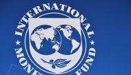 The seal of the International Monetary Fund at IMF Headquarters in Washington. (AFP / MANDEL NGAN)