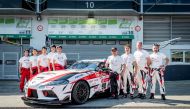 The No. 90 GR Supra, drivers and crew members. 