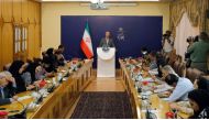Iranian government spokesman Ali Rabiei (C) speaks during a news conference in the capital Tehran on July 22, 2019. (AFP)