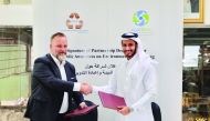 EPR Chairman, Abdulla Al Suwaidi (right), and AWMPC CEO, Antonio Rostirolla, at the MoU signing ceremony at EPR headquarters yesterday.