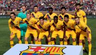 FC Barcelona's players pose before their La Liga-Serie A Cup match against SSC Napoli on August 10, 2019 at Michigan Stadium in Ann Arbor, Michigan. / AFP / JEFF KOWALSKY