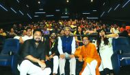 Indian Ambassador to Qatar, P  Kumaran and family along with the guests from  the  embassy watching a special screening of the movie ‘Mission Mangal’ at Vox Cinemas in Doha Festival City. 