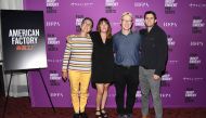 In this file photo taken on August 13, 2019 Julia Reichert, Lindsay Utz, Steven Bognar and Chad Cannon pose at Film Independent Presents Special Screening Of 