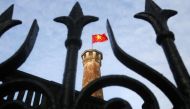 A Vietnamese national flag is seen at the Flag Tower of Hanoi in Hanoi, November 13, 2014. Reuters/ Kham