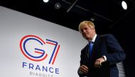 Britain's Prime Minister Boris Johnson leaves a news conference at the end of the G7 summit in Biarritz, France, August 26, 2019. REUTERS/Dylan Martinez
