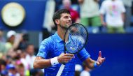 Novak Djokovic of Serbia celebrates match point against Roberto Carballes Baena of Spain in a first round match on day one of the 2019 U.S. Open tennis tournament at USTA Billie Jean King National Tennis Center. Credit: Jerry Lai-USA TODAY Sports
