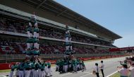 A general view as performers create castells on the grid before the Spanish GP, in this May 2019 file photo. 