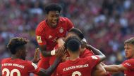(L-R) Bayern Munich's French defender Kingsley Coman, Bayern Munich's Austrian defender David Alaba, Bayern Munich's defender Niklas Suele, French defender Benjamin Pavard, ayern Munich's Spanish midfielder Thiago Alcantara and Bayern Munich's midfielder 