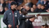 Liverpool's Sadio Mane reacts after being substituted off as manager Juergen Klopp looks on. Reuters/Carl Recine