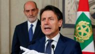 FILE PHOTO: Italian Prime Minister Giuseppe Conte speaks to the media at the Quirinale Presidential Palace after meeting with Italian President Sergio Mattarella in Rome, Italy, August 29, 2019. REUTERS/Ciro de Luca/File Photo
