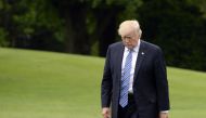 Donald Trump exits Marine One on the South Lawn of the White House on May 13, 2017. AFP /  Olivier Douliery
 