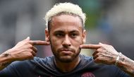 (FILES) In this file photo taken on August 03, 2019 Paris Saint-Germain's Brazilian forward Neymar reacts at the end of the French Trophy of Champions football match between Paris Saint-Germain (PSG) and Rennes (SRFC) at the Shenzhen Universiade stadium. 