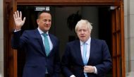 Ireland's Prime Minister (Taoiseach) Leo Varadkar waves as he meets Britain's Prime Minister Boris Johnson in Dublin, Ireland, September 9, 2019. REUTERS/Phil Noble