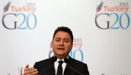 File photo of Turkey's Deputy Prime Minister Ali Babacan speaks during a news conference during the G20 finance ministers and central bank governors meeting in Istanbul February 9, 2015. REUTERS/Murad Sezer/File Photo