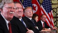 Donald Trump, Mike Pompeo, John Bolton and Mick Mulvaney attend a meeting in the Metropole hotel with Kim Jong Un and delegation in Hanoi, Vietnam, February 28, 2019. Reuters / Leah Millis
