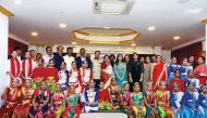 The artistes, who staged various dazzling performances, with the members of Indian Cultural Centre during the event.
