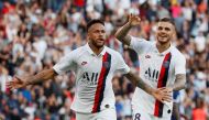 Paris St Germain's Neymar celebrates scoring their first goal with Mauro Icardi REUTERS/Gonzalo Fuentes