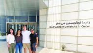 The students of NU-Q’s home campus in US (from left) Eliza Posner, Leslie Bonilla, Martin Herrmann, and Miguel Aponte, at Northwestern’s Qatar campus as part of its Semester in Qatar programme. 