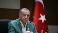 Turkish President Recep Tayyip Erdogan holds a press conference at Ataturk Airport ahead of his departure to New York, on September 21, 2019 in Istanbul, Turkey. Arif Hüdaverdi Yaman - Anadolu