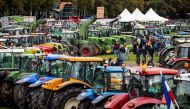Farmers protest with their tractors, under the name #Agractie, during a national protest at the Malieveld in The Hague on October 1, 2019. AFP / ANP / Sem van der Wal
 