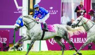Jockey Maxime Guyon guiding Ebraz to win the Qatar Arabian World Cup (Gr1 PA) at ParisLongchamp yesterday.