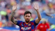 FILE PHOTO: Barcelona's Lionel Messi waves to fans before the match REUTERS/Albert Gea/File Photo
